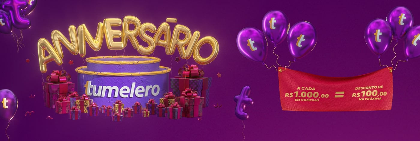 Aniversario Tumelero - A cada R$ 1000 em compras = R$ 100 de desconto na proxima