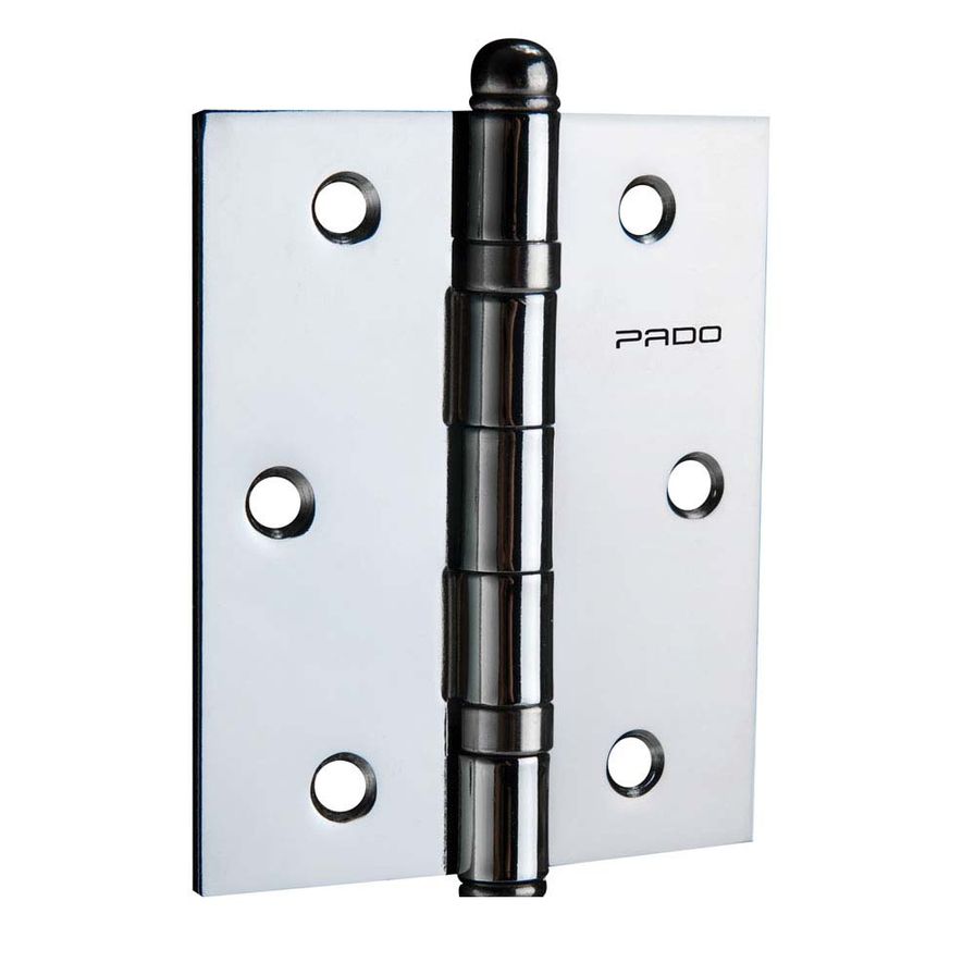 Dobradiça simples em aço carbono 7,6x8,8cm 3530 com rolamento 3 peças prata Pado