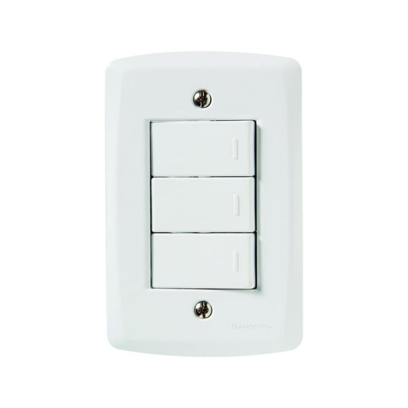 Conjunto Lux 4x2 3 Interruptores Simples Com Placa Tramontina
