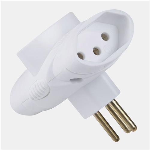 Plugue T 3 Pinos 10A 250V Branco - 57400/180 - TRAMONTINA