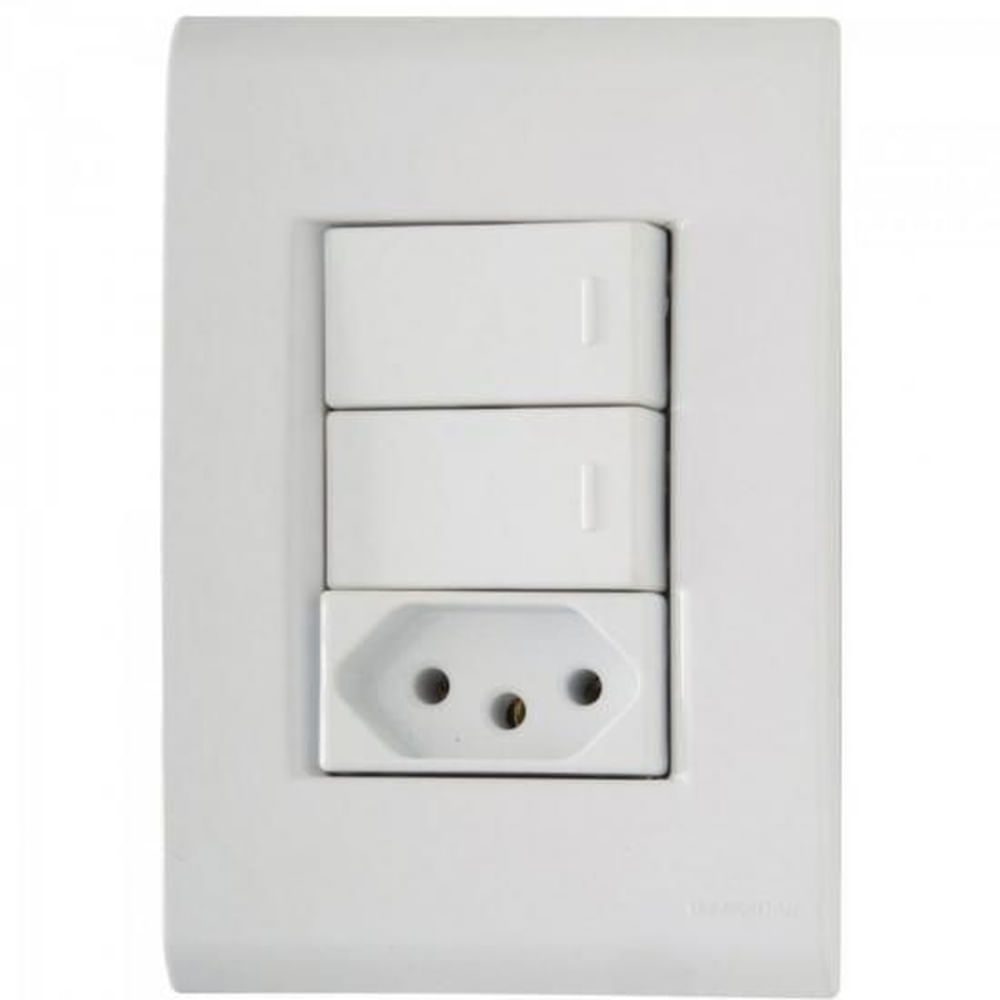 Conjunto 2 Interruptor Simples Tomada 2P T Nbr 20A Tramontina