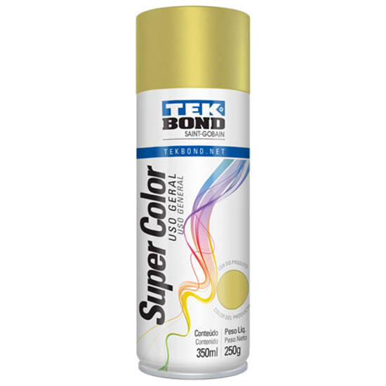 Tinta spray brilho natural Super Color dourado 350ml Tekbond