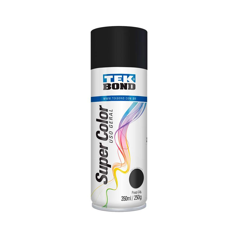 Tinta spray fosco Super Color preto 350ml Tekbond