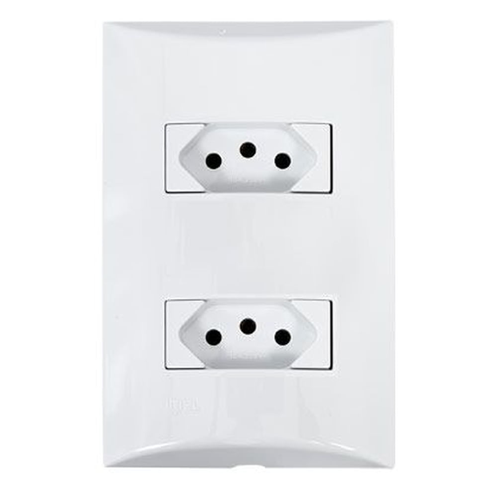 Tomada Dupla 2P T 10A 559421 Brava Branco Iriel