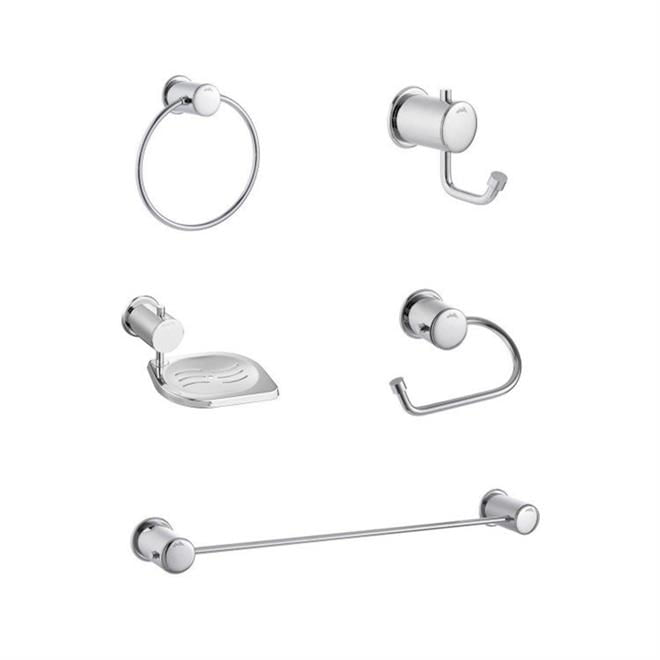 Kit Acessórios Para Banheiro 5 Peças Cromado Domus Meber