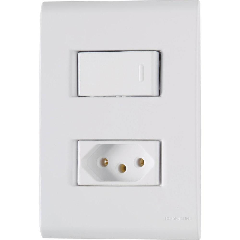 Interruptor simples com 1 tomada 4x2 20A branco Atria Iriel