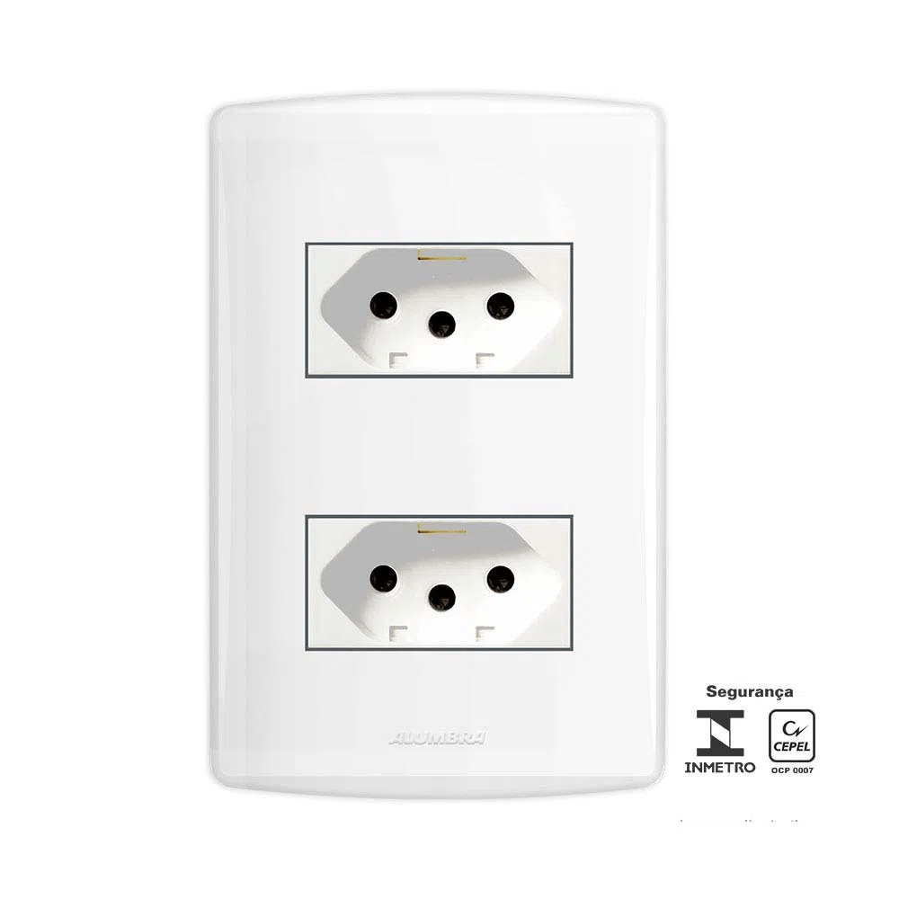 Conjunto de 2 tomadas 10A duplex branco brava Iriel