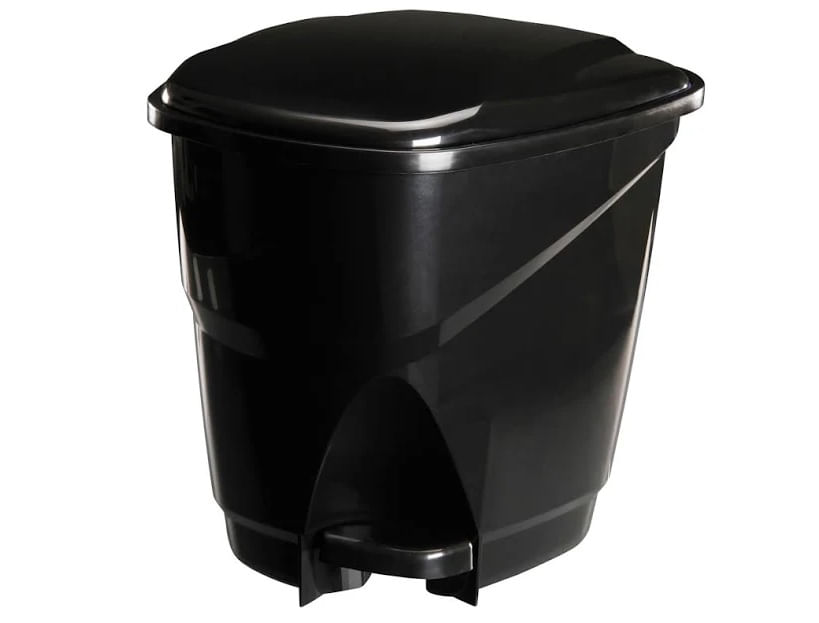 Lixeira de pedal 16L plástico preto LP1 Astra