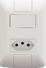 Conjunto 1 interruptor simples 6a mais 1 tom 2p t 20a 250v branca aria