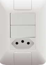 Conjunto 2 interruptor simples 6a mais 1 tomada 10a 250v branca aria t