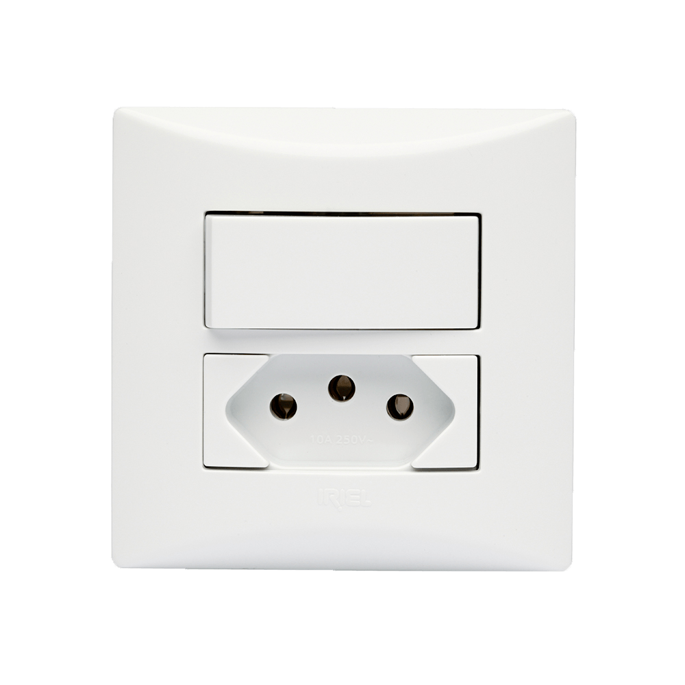 Interruptor simples com tomada 10A branco Brava Iriel
