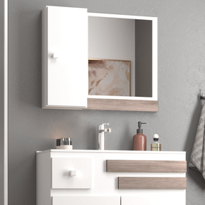 Conjunto para Banheiro Pop Madri 60cm Branco Noce Sander