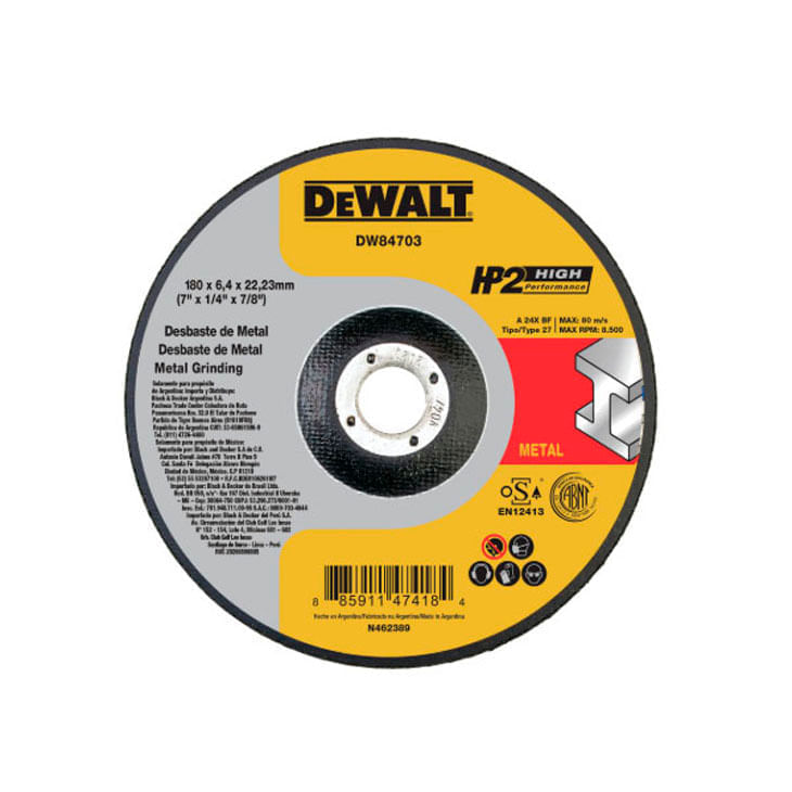 Disco De Desbaste Dewalt Dw84703 7" X 6,4 X 7/8"