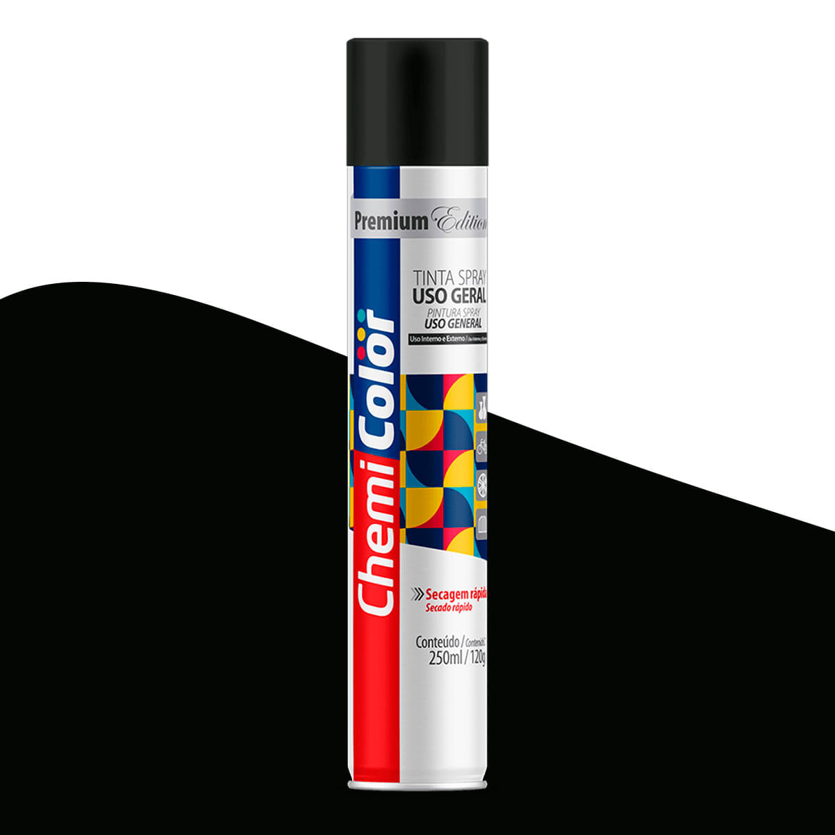 Tinta Spray Uso Geral Preto Fosco Chemicolor