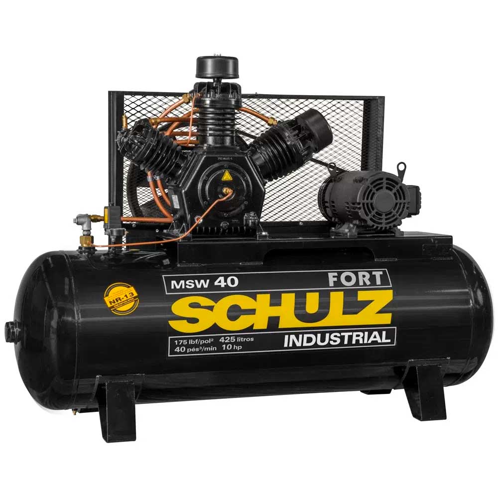 Compressor de Ar 40pcm/175psi Schulz MSW 40FO/425L 10cv Trifásico