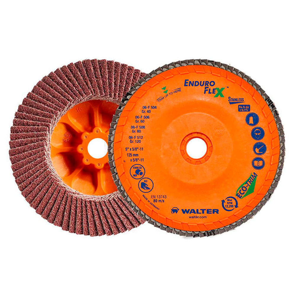 Disco Lixa Flap-Disc 4.1/2" Walter Enduro-Flex Stainless