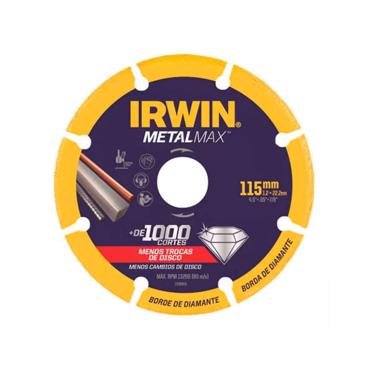 Disco Diamantado Irwin Metalmax Multimaterial 4.1/2" X 1,3 X 7/8"