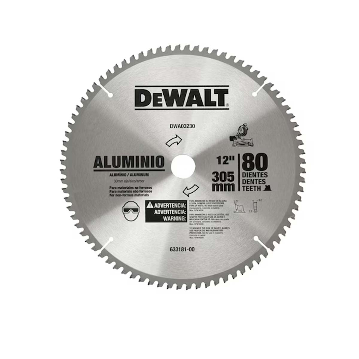 Lâmina de Serra Circular para Alumínio com 80 Dentes Dewalt 12”