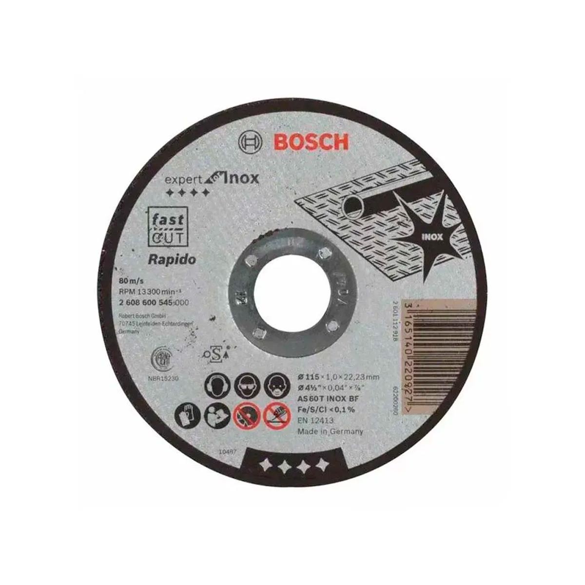 Disco de corte 4.1/2 x 1,0 x 7/8 p/Inox Enc. X-L Bosch