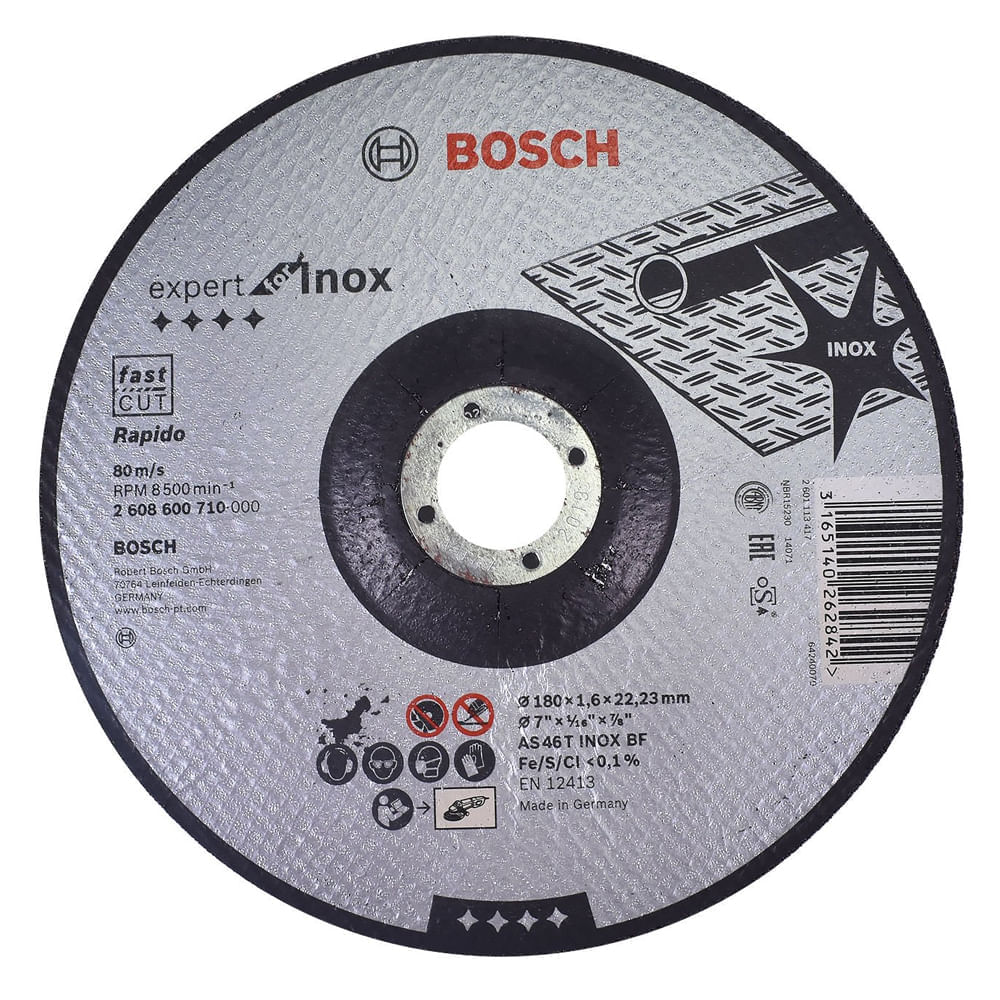 Disco de Corte 7" x 1,6 x 7,8" Bosch 2 608 600 710 para Inox