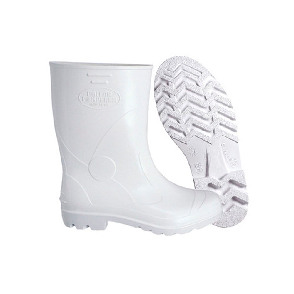 Bota de PVC Cano Médio com Forro Calfor Branca