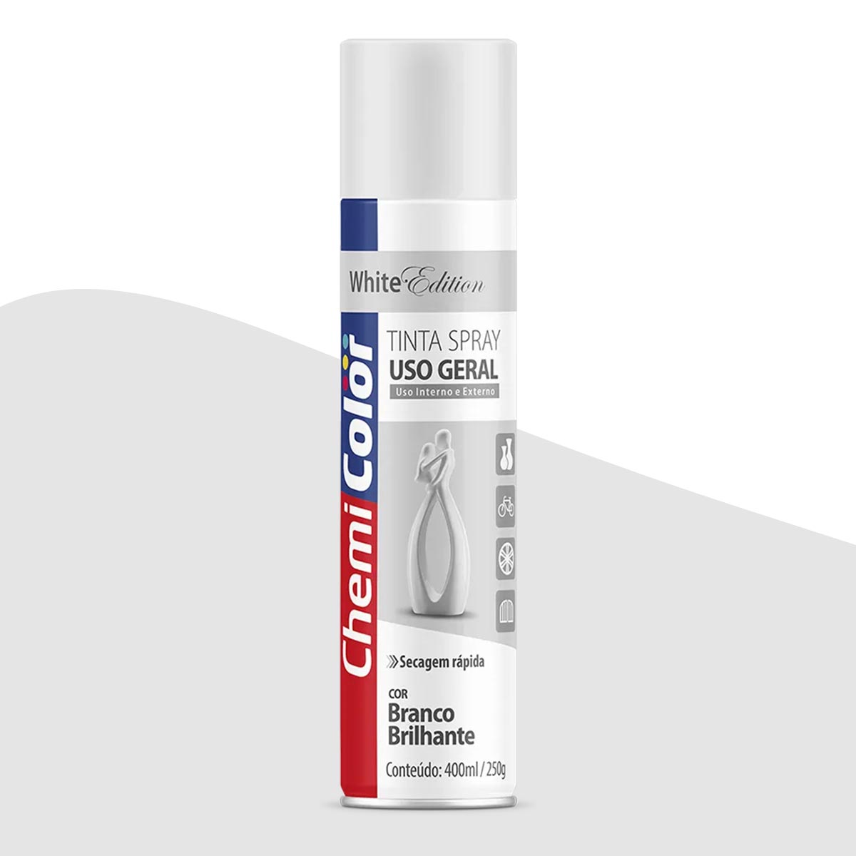 Tinta Spray Uso Geral Chemicolor Branco Brilhante 400ml