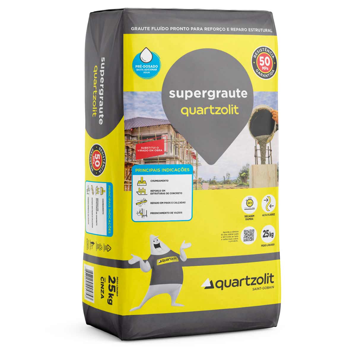 Argamassa Super Graute Interno e Externo Quartzolit Cinza